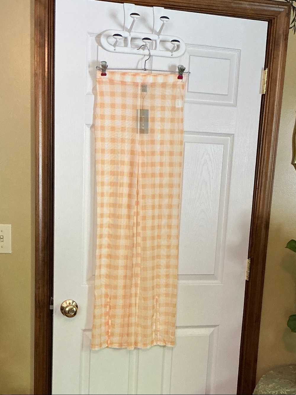 SHEIN Peach Gingham Swim Cover-Up